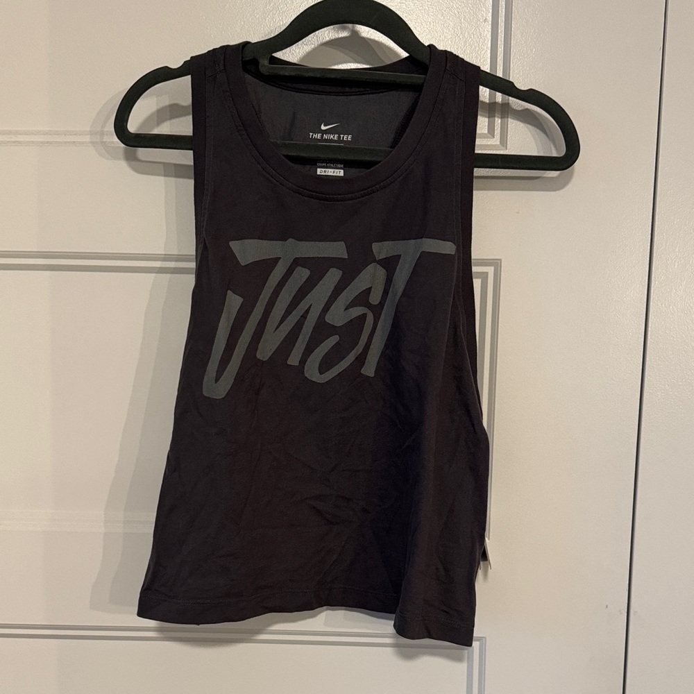 Nike Women's Charcoal Tank Top with 'Just Do It' Graphic